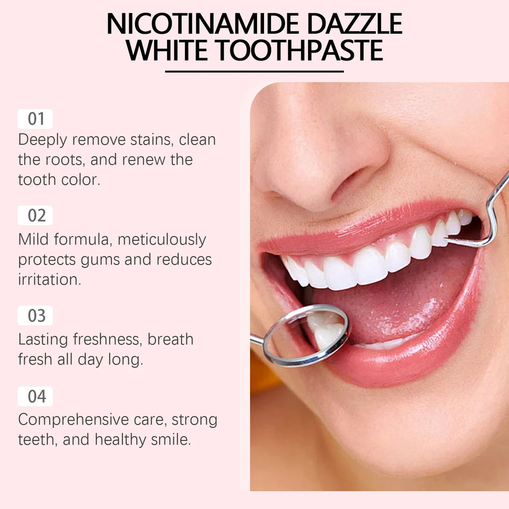 Dentifrice Oralhoe au Niacinamide 100g - Blanchiment des Dents, Anti-Plaque et Haleine Fraîche Menthe