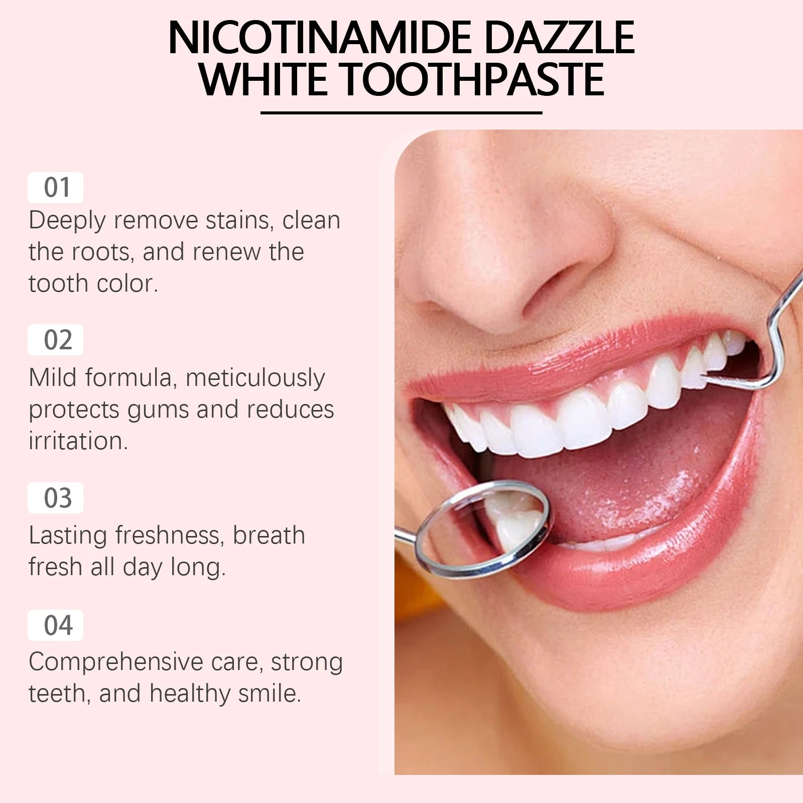 Dentifrice Oralhoe au Niacinamide 100g - Blanchiment des Dents, Anti-Plaque et Haleine Fraîche Menthe