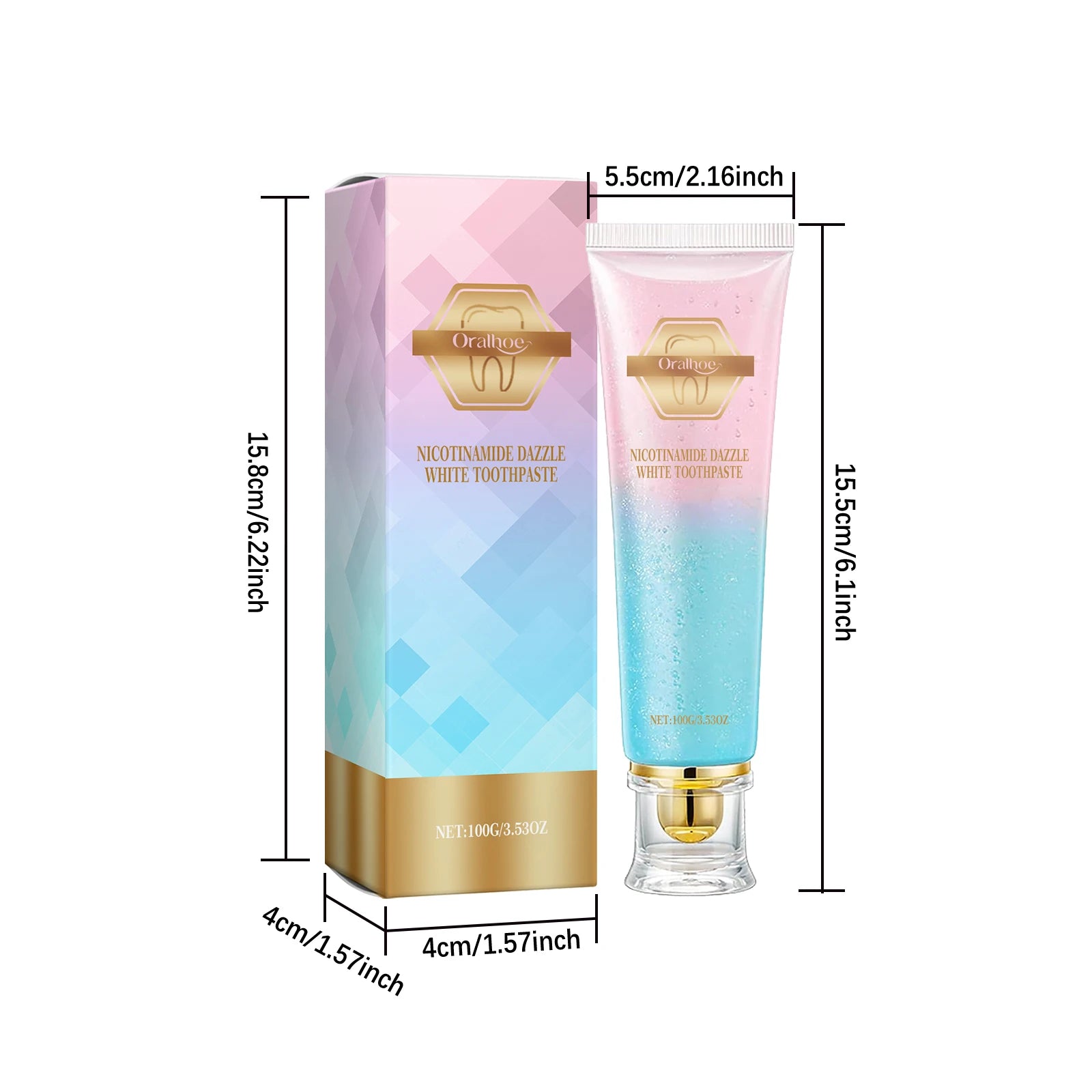 Dentifrice Oralhoe au Niacinamide 100g - Blanchiment des Dents, Anti-Plaque et Haleine Fraîche Menthe