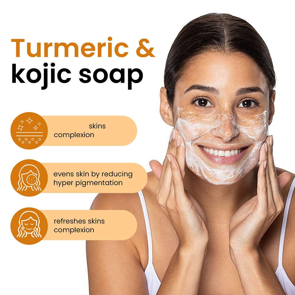 Savon Artisanal 100g Curcuma Citron Acide Kojique - Nettoyage Profond Visage Corps