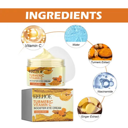 EELHOE Curcuma Crème pour les yeux Curcuma Vitamine C Crème hydratante pour les yeux pour réduire les lignes des yeux et soin de la peau.