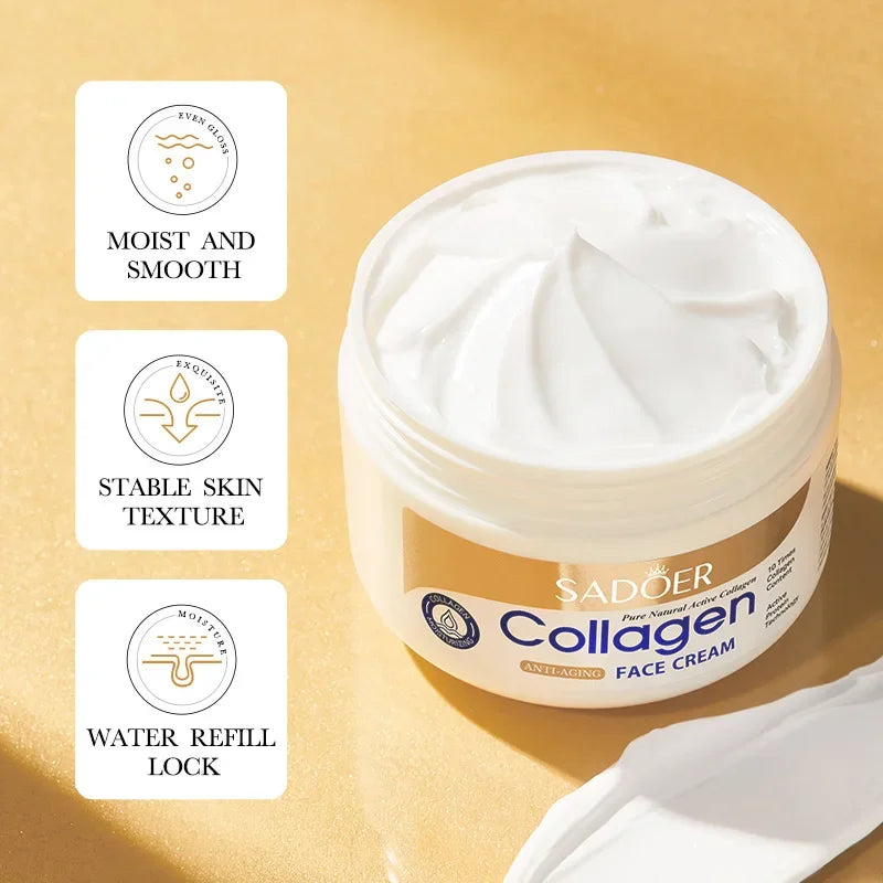 Crème Visage Raffermissante Collagène SADOER - Hydratante Nourrissante Beauté
