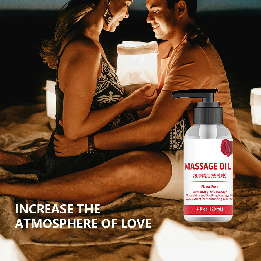 Huile Massage Corps Bio Naturelle à la Rose Relaxante Anti-Cellulite Muscles Endoloris Saint-Valentin Soirée Romantique
