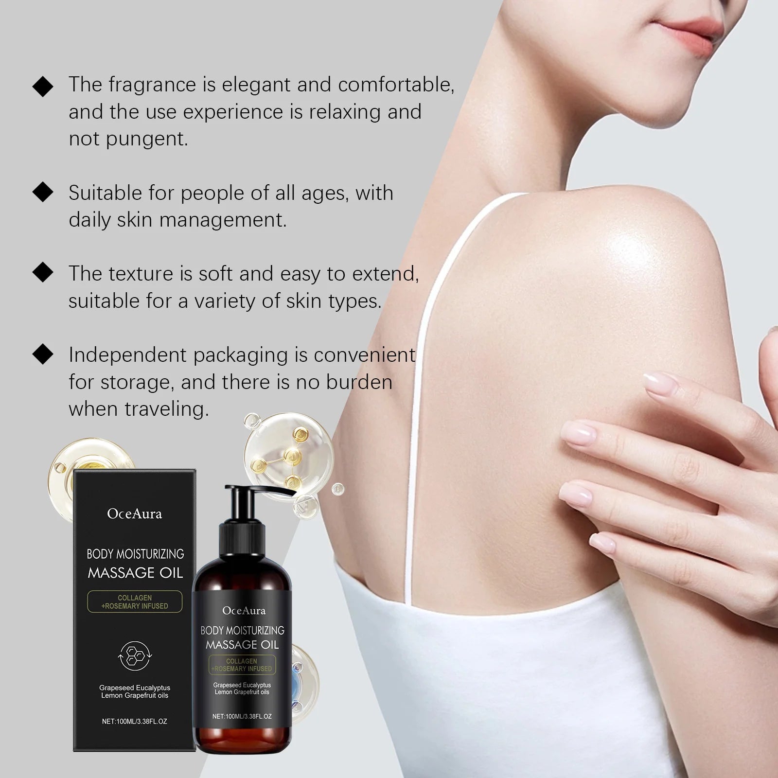 Body Moisturizing Massage Oil Nourishing Smoothing Tightening Soothing Glowing Brightening Reduce Wrinkles Soft Body Massage Oil