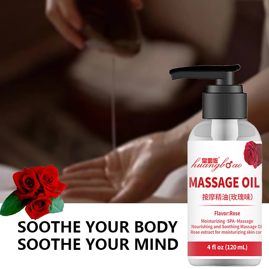 Huile Massage Corps Bio Naturelle à la Rose Relaxante Anti-Cellulite Muscles Endoloris Saint-Valentin Soirée Romantique