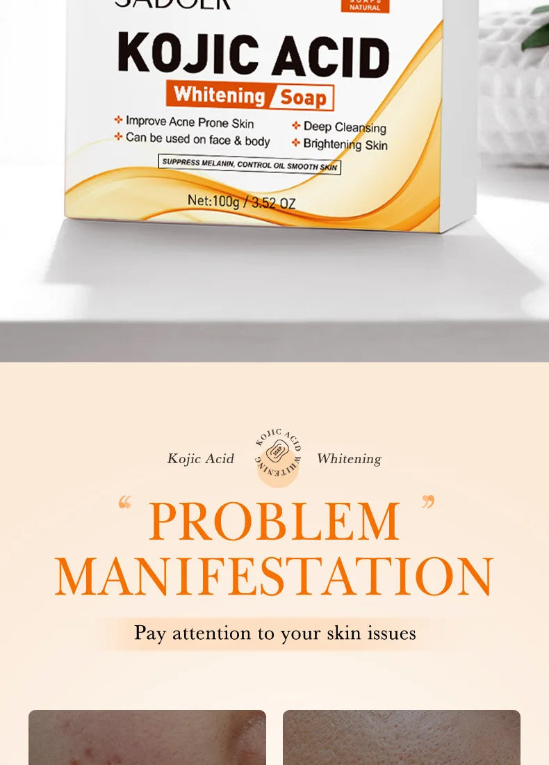 Savon Artisanal Éclaircissant Acide Kojique - Nettoyage Profond Hydratant Huile Essentielle Doux