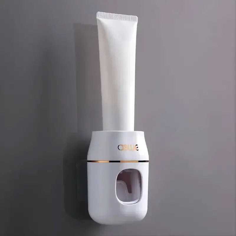 Distributeur et Presse-Tube de Dentifrice avec Rangement - Accessoire Salle de Bain Automatique