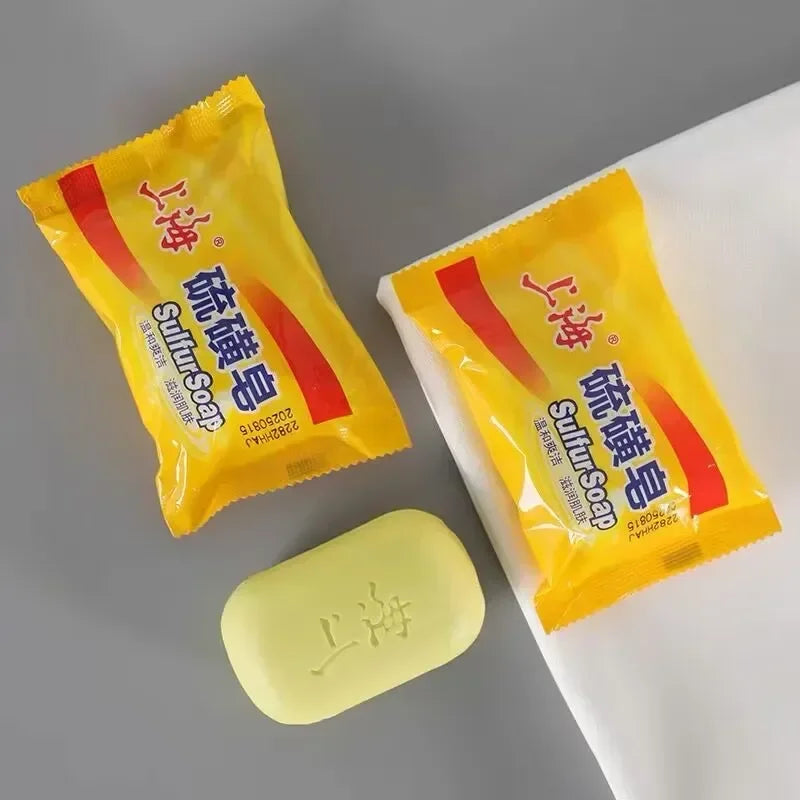 Lot 5 Savons au Soufre Shanghai - Nettoyage Profond Visage Corps Mains - Mixte