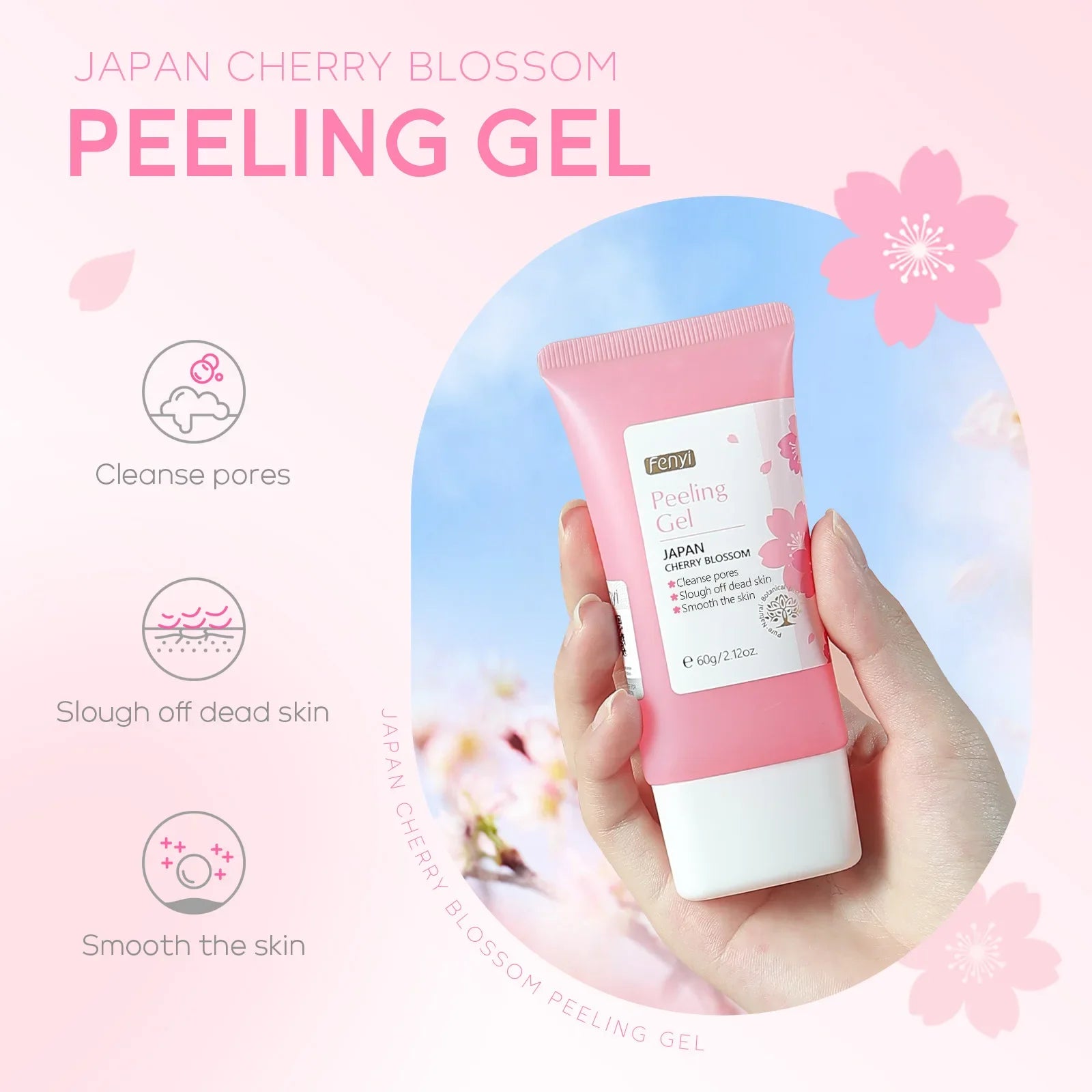 Sakura visage nettoyage en profondeur Gel exfoliant soins de la peau blanchissant hydratant réparation gommage du visage soins de la peau 60g