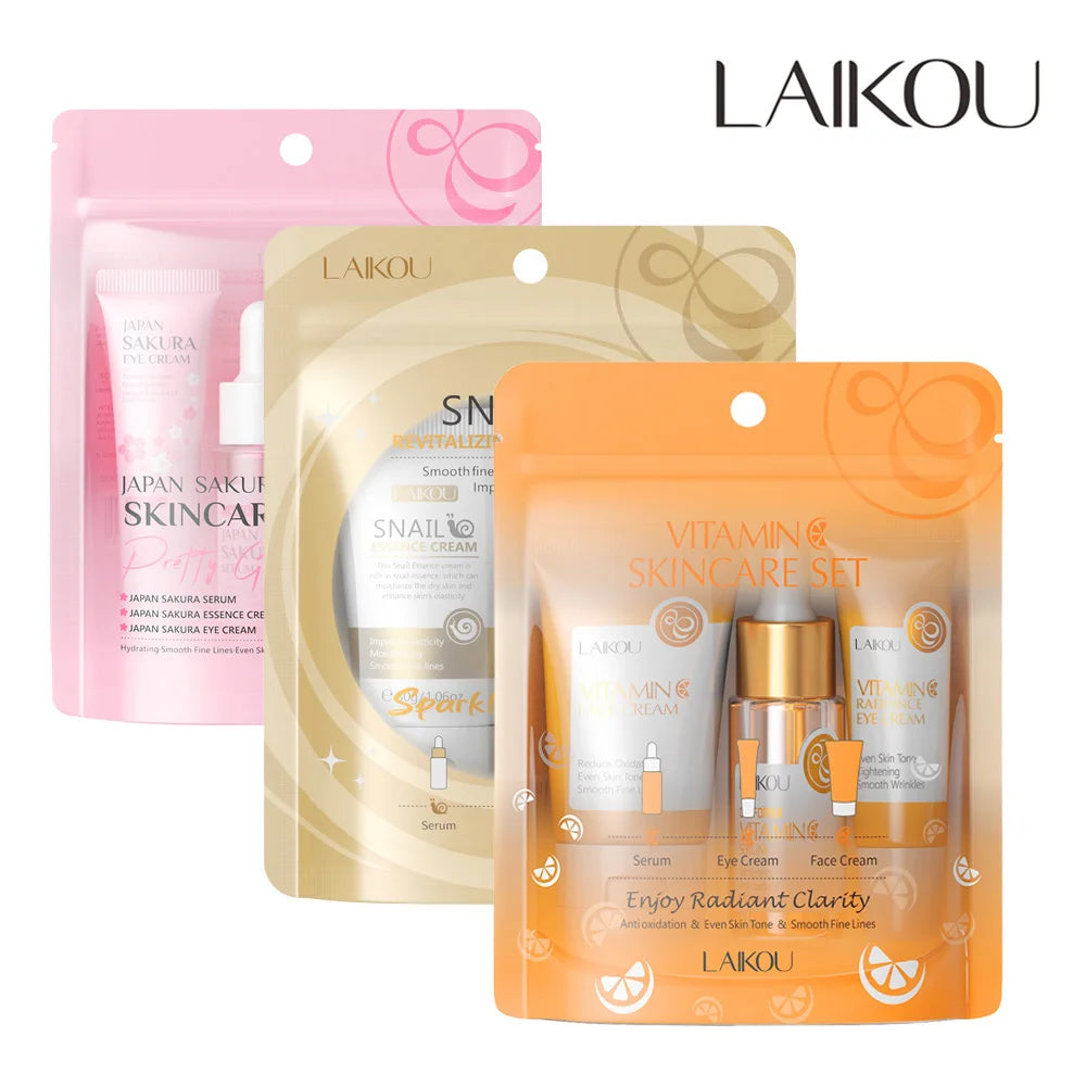 Kit Voyage LAIKOU Vitamine C - Sérum, Crème Yeux & Visage