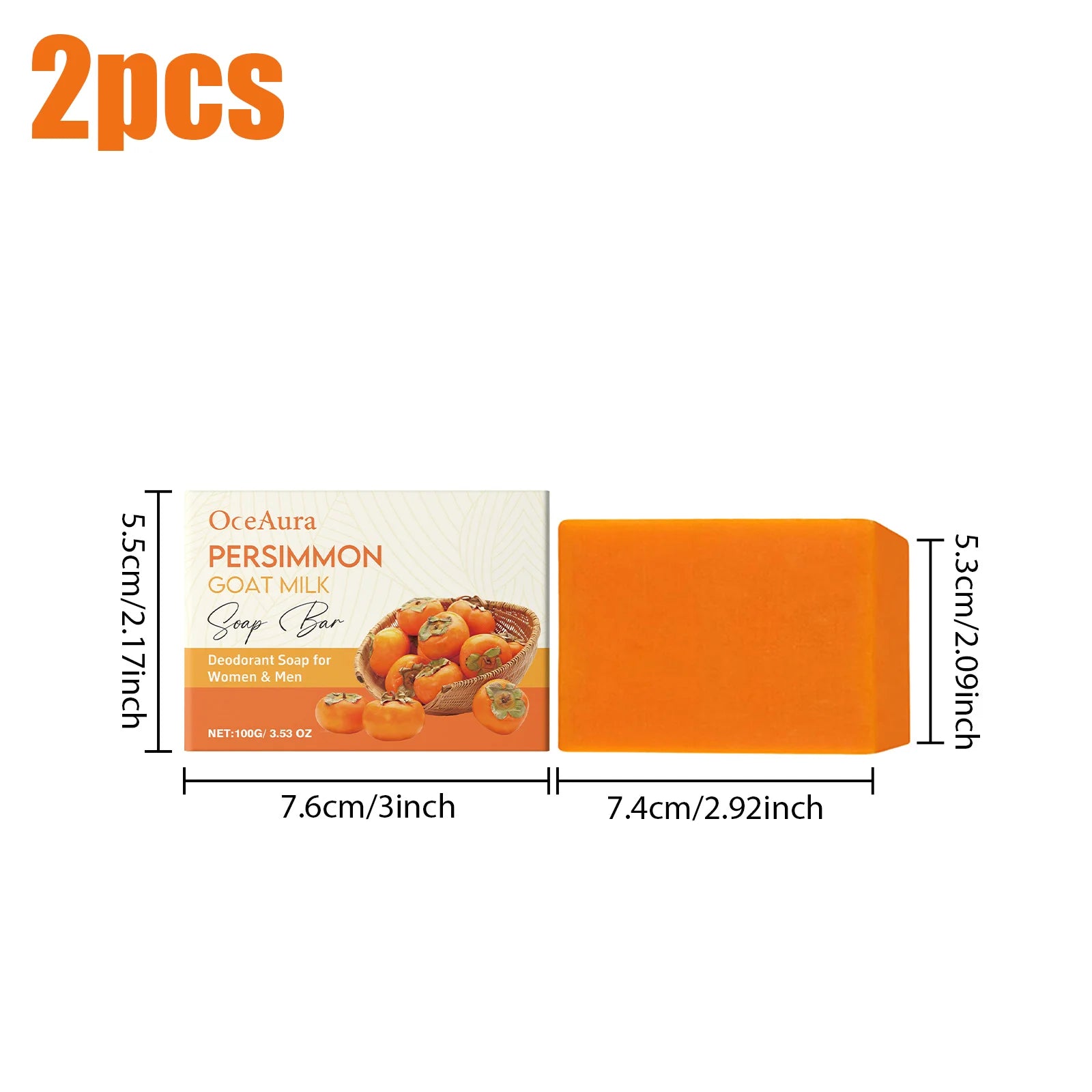 Savon Nourrissant OceAura Kaki & Lait de Chèvre 100g - Nettoyage Doux & Hydratant