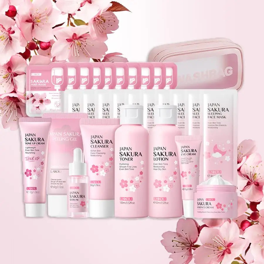 Ensemble de soins de la peau Sakura, 29 pièces/ensemble Kit de soins de la peau de nettoyage en profondeur et hydratant, produit de soin de la peau du visage pour femmes et filles