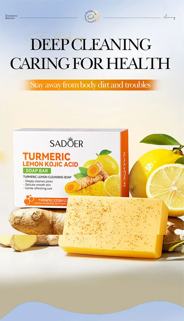 Savon à l’huile essentielle de citron à l’acide kojique, savon à particules givré, savon exfoliant physique fait à la main