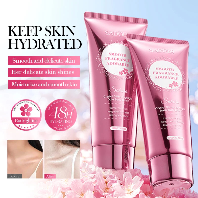 Lotion Corps Fleur de Cerisier Hydratante Éclat Cristallin Brillance Parfum Cerisier Hydratation Profonde