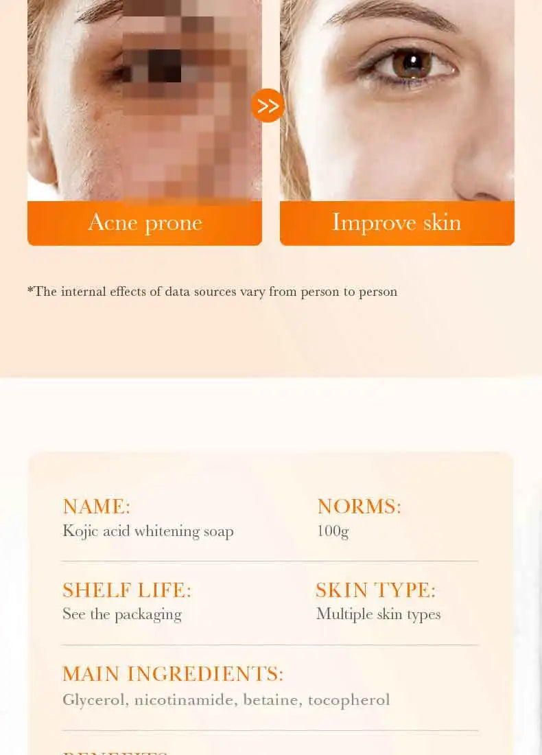 Savon Artisanal Éclaircissant Acide Kojique - Nettoyage Profond Hydratant Huile Essentielle Doux