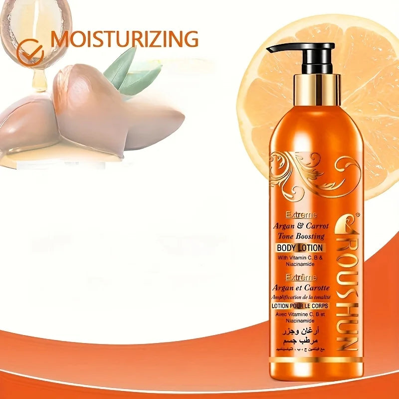 Lotion Corps Argan Marocain et Carotte 500ml Grande Capacité Hydratante Nourrissante