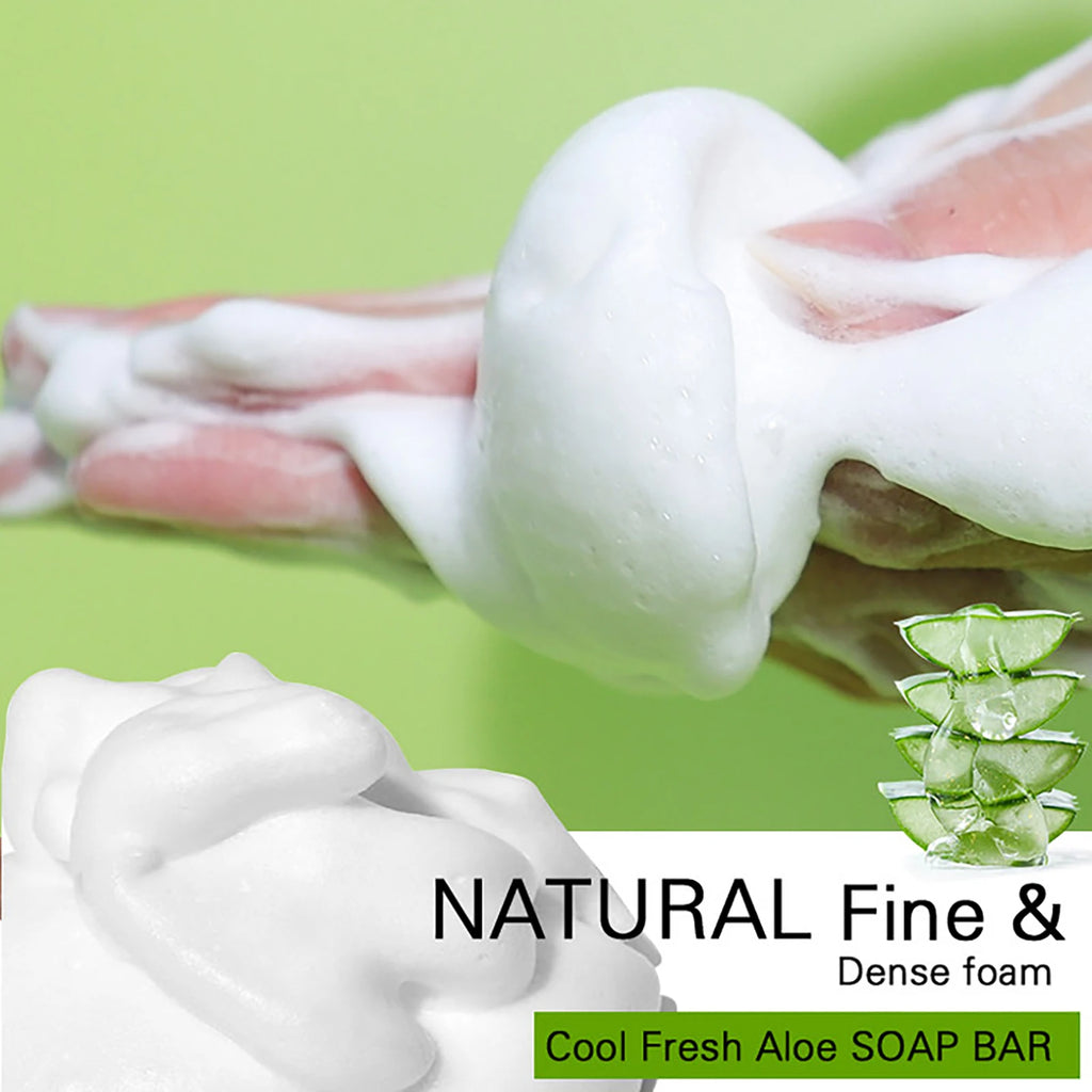 AILKE Savon blanchissant à l'aloe vera, élimine l'acné, les boutons, la peau rayonnante, améliore le lustre cutané, le bain végétalien pour femmes et hommes