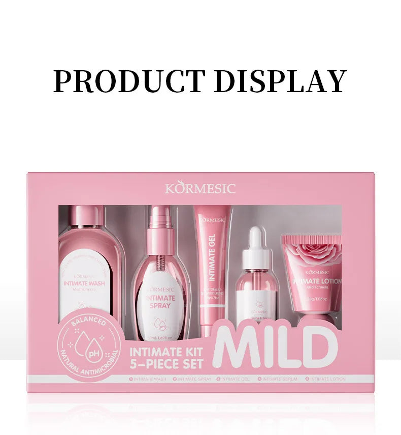 Kit Soins Intimes Femme KORMESIC 5 Pièces - Routine Quotidienne Nettoyant Éclaircissant Douceur
