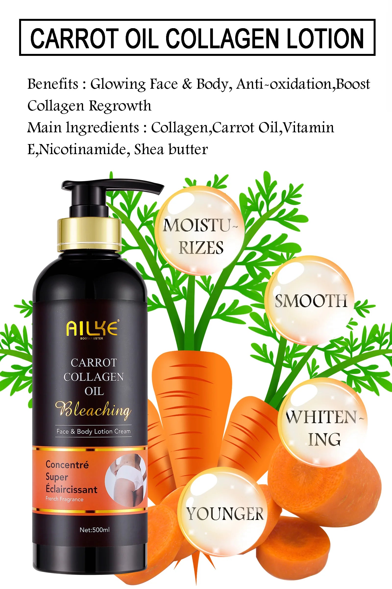 Kit de soins de la peau AILKE Collagen 5 en 1, restaurer l’élasticité de la peau, lisser la peau, éclaircir, unifier le teint de la peau, pour l’utilisation du visage et le corps