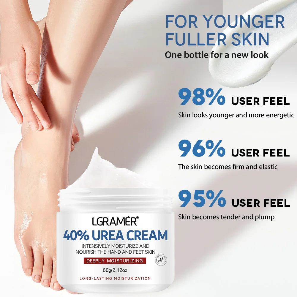 Crème à l'Urée 40% Hydratante Mains et Pieds Élimine Peaux Mortes Répare Peau Sèche et Gercée