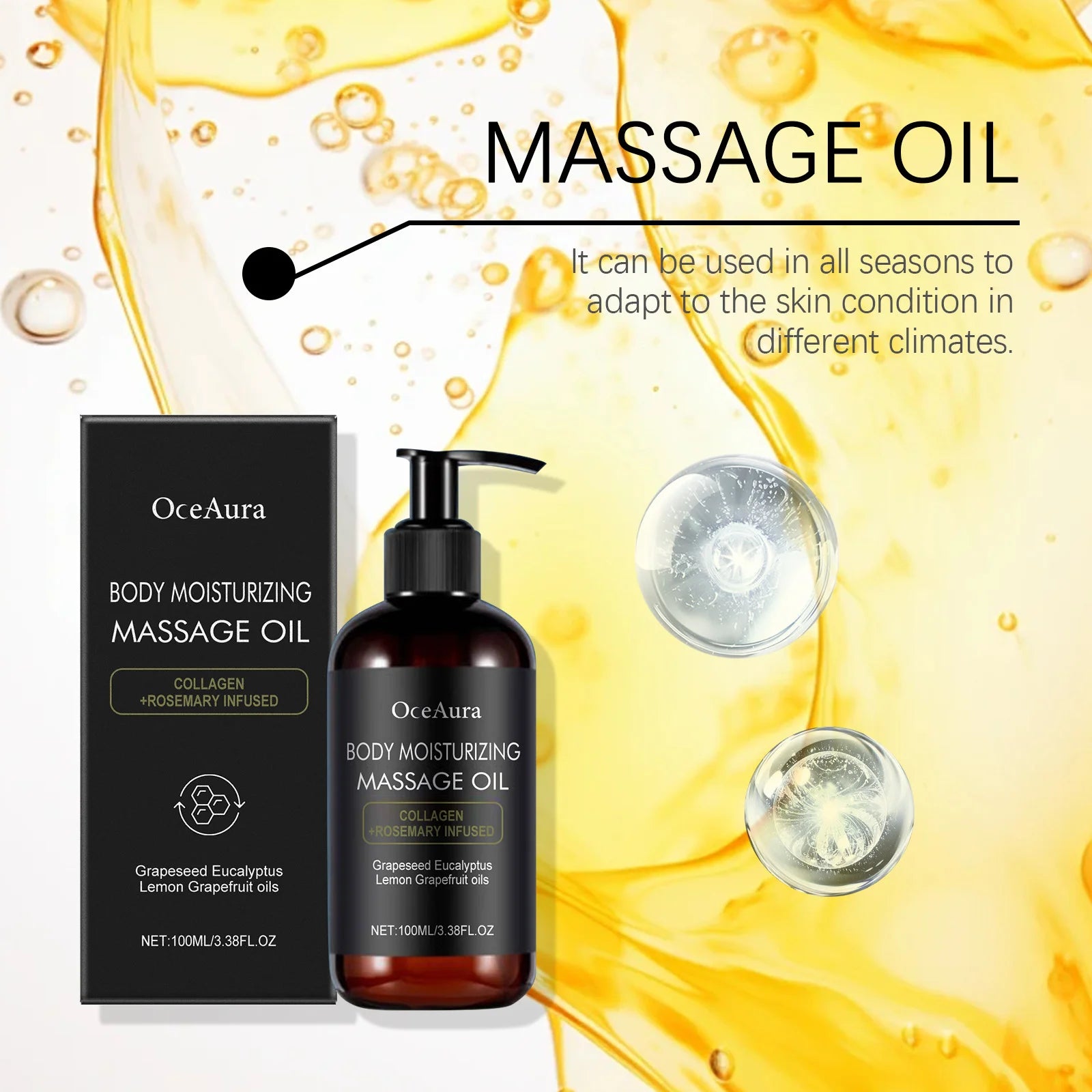 Body Moisturizing Massage Oil Nourishing Smoothing Tightening Soothing Glowing Brightening Reduce Wrinkles Soft Body Massage Oil