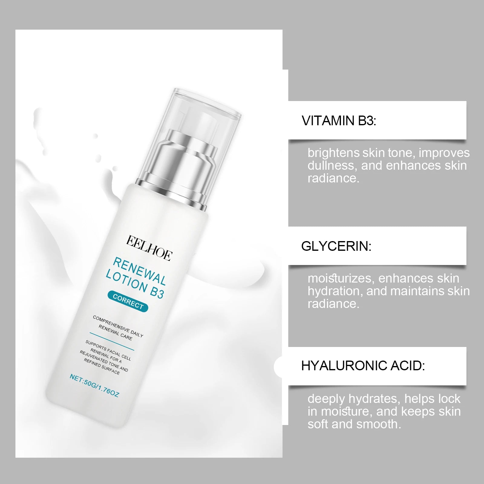 Lotion pour le visage à la vitamine B3, anti-âge, éclaircissante, décoloration de la peau, ridules, ton, augmentation de l’élasticité, crème liftante anti-oxydation, raffermissante