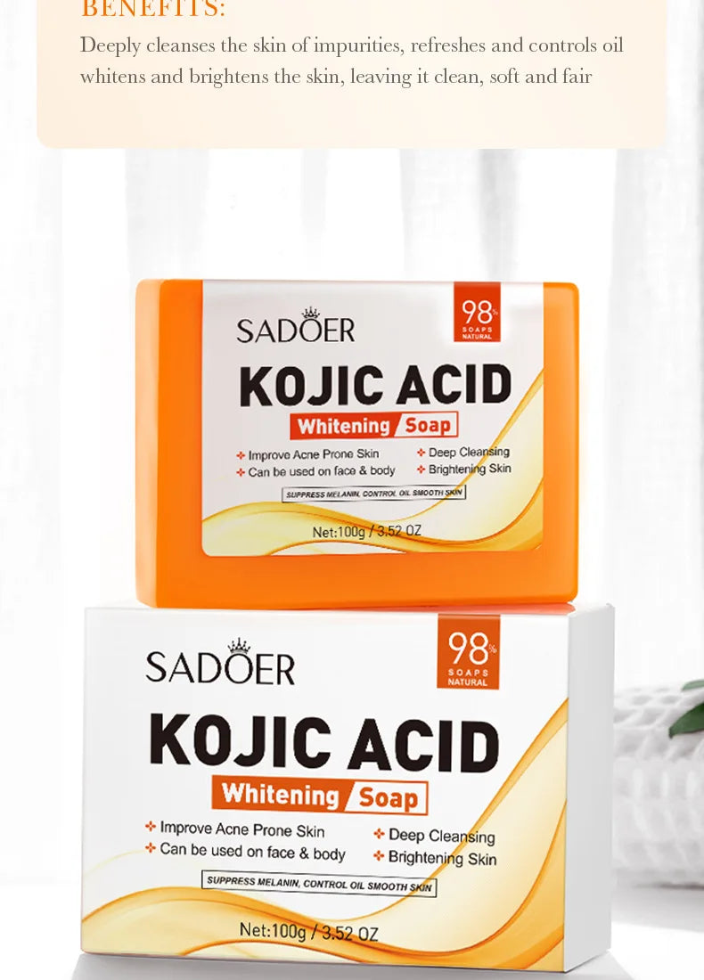 Savon Artisanal Éclaircissant Acide Kojique - Nettoyage Profond Hydratant Huile Essentielle Doux