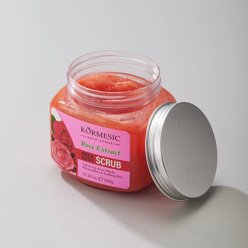 KORMESIC Crème de gommage corporel au curcuma Hydratant pour le visage Lait nettoyant en profondeur Rose Douce exfoliation du visage tendre Produit de soins de la peau