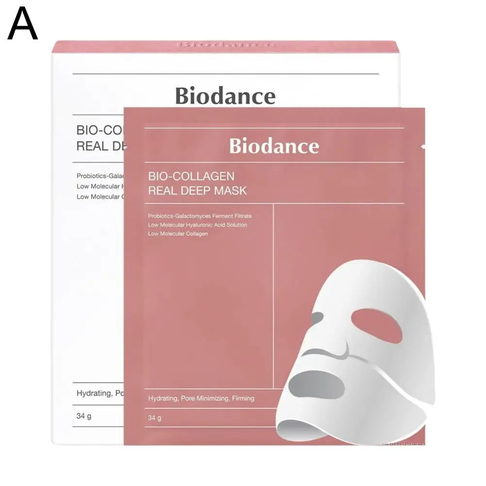 Biodance Professional Bio-Collagen Sheet Mask 34g*4pcs Travel Size Cream Mask Pink for Moisturizing Firming Face Made Crystal
