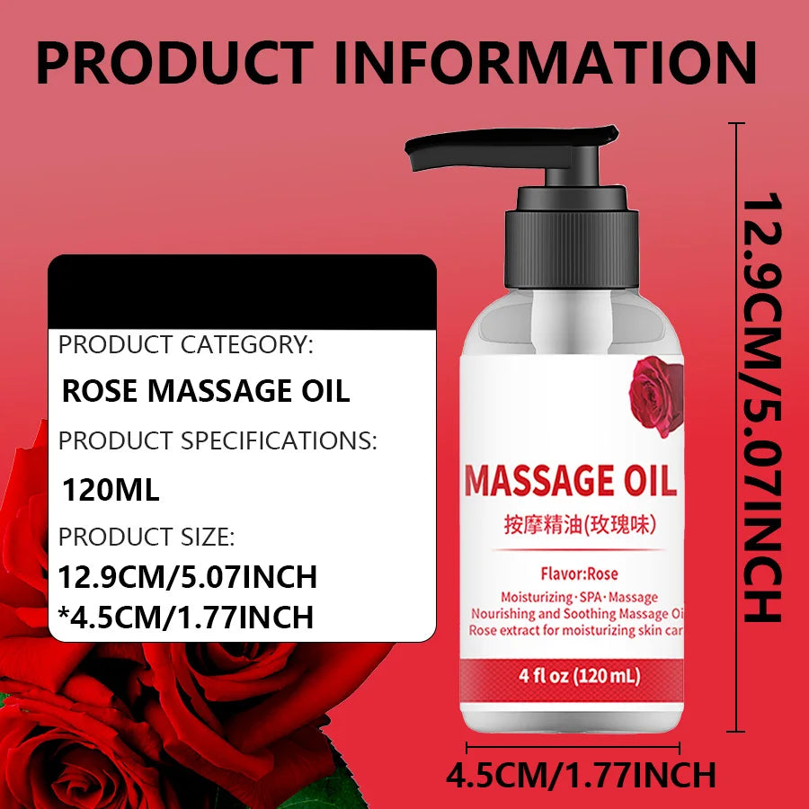 Huile Massage Corps Bio Naturelle à la Rose Relaxante Anti-Cellulite Muscles Endoloris Saint-Valentin Soirée Romantique