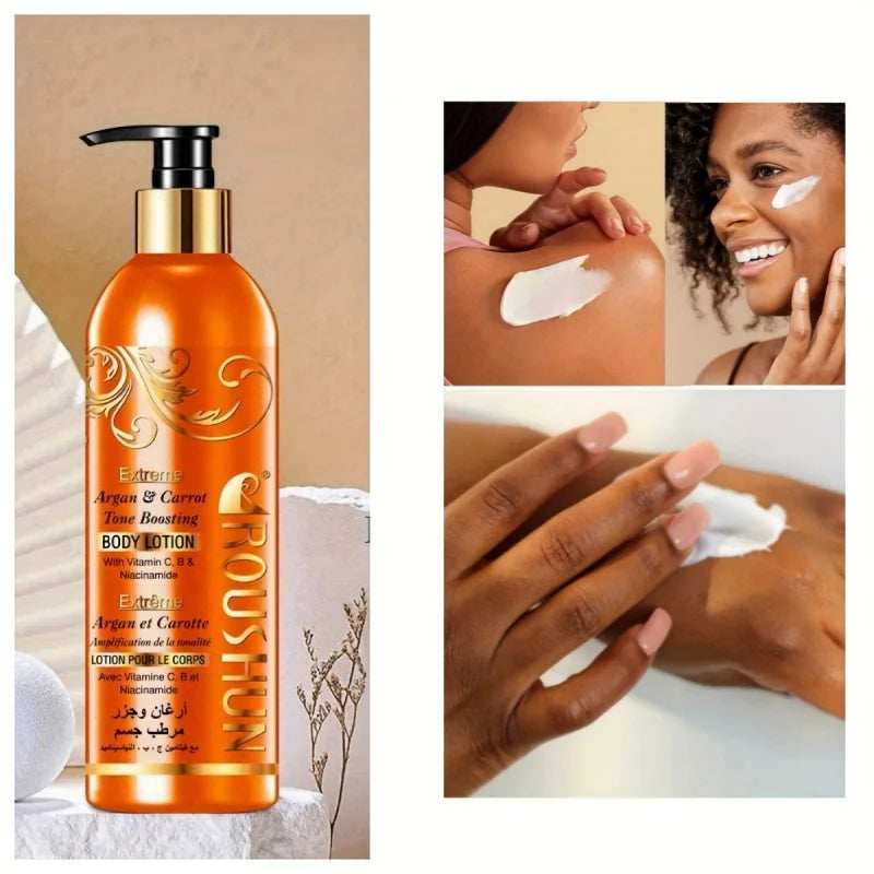 Lotion Corps Argan Marocain et Carotte 500ml Grande Capacité Hydratante Nourrissante