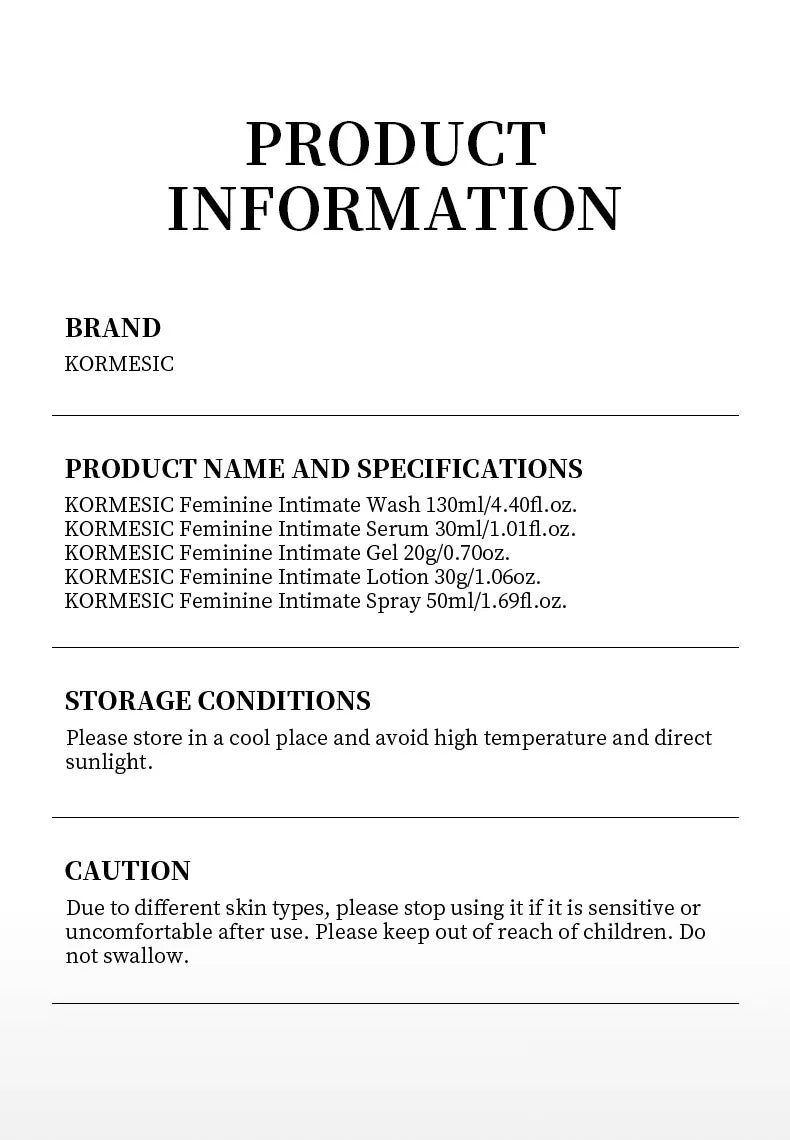Kit Soins Intimes Femme KORMESIC 5 Pièces - Routine Quotidienne Nettoyant Éclaircissant Douceur