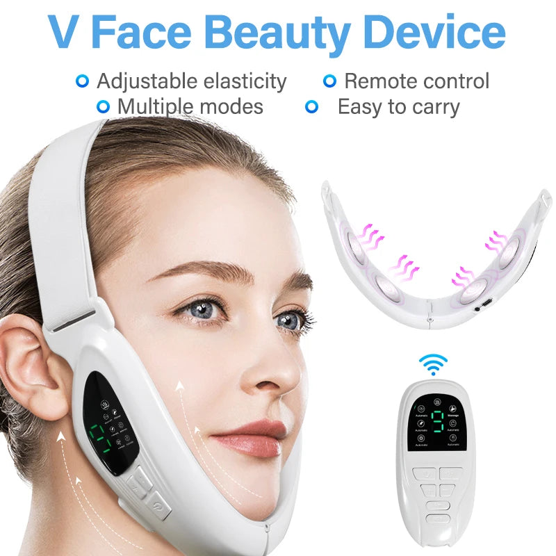 V Shaped Face Beauty Device with Remote Control LED Photon Face Lifting Massager Double Chin Removal Facial Beauty Instrument
