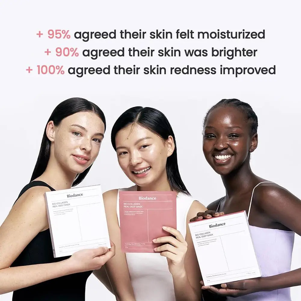 Biodance Professional Bio-Collagen Sheet Mask 34g*4pcs Travel Size Cream Mask Pink for Moisturizing Firming Face Made Crystal