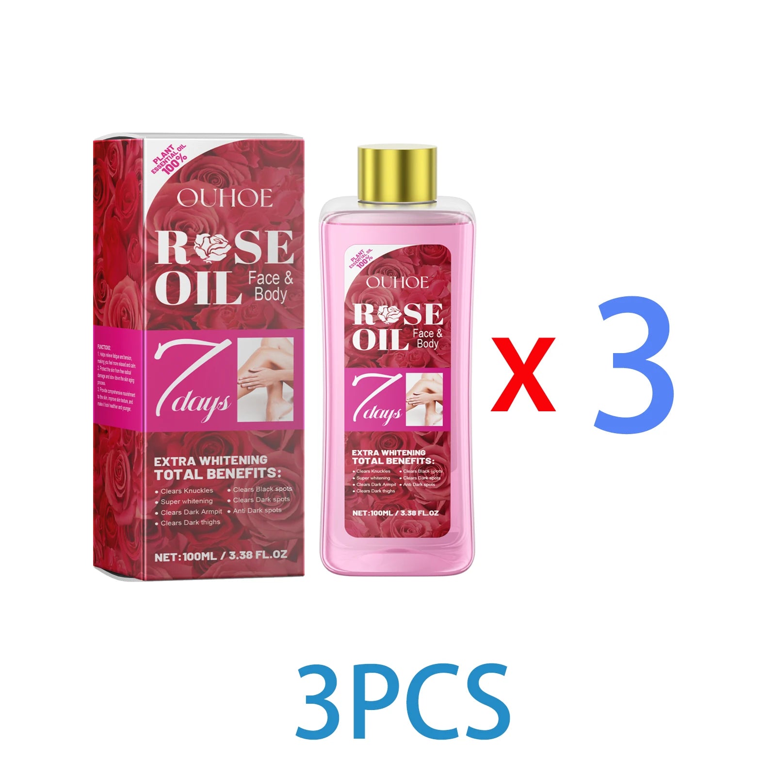 100ml Rose Body Oil with Moroccan Argan Oil And Vitamin E Intense Moisturizing Nourishing Dry Skin Massage Luxury Body Care