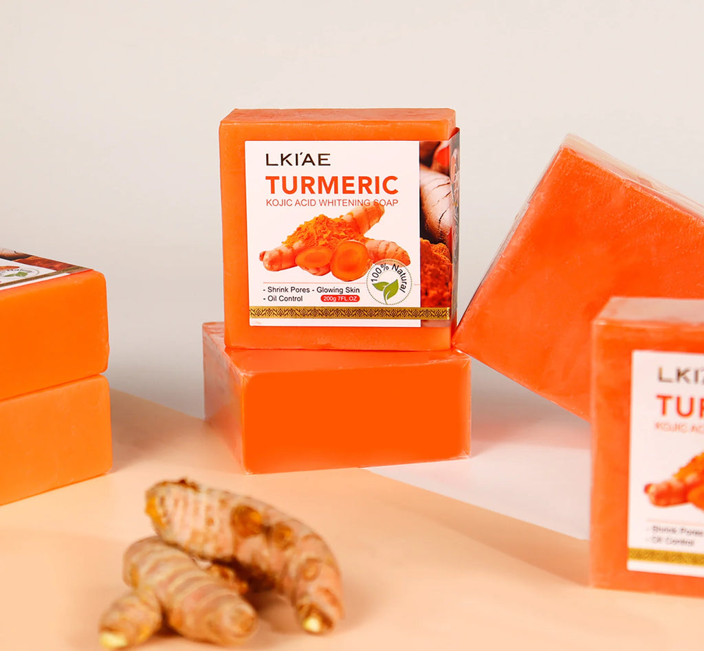 Gel corporel blanchissant au curcuma naturel, nettoyage en profondeur de la peau, élimination des taches brunes, des boutons, de l’acné, peau lisse, barre de savon pour le visage et le corps