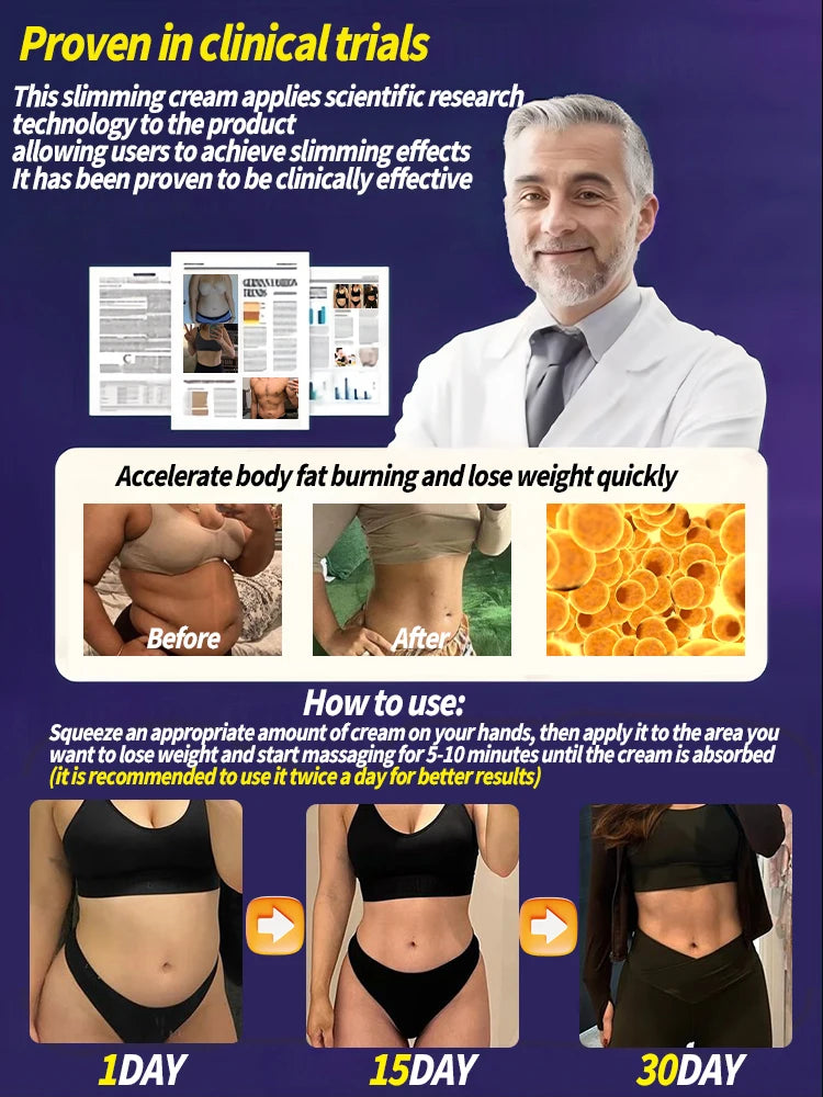 Crème minceur à l'extrait végétalingrédients sûrscombustion efficace des graissesadaptée à une utilisation pour tout le corps