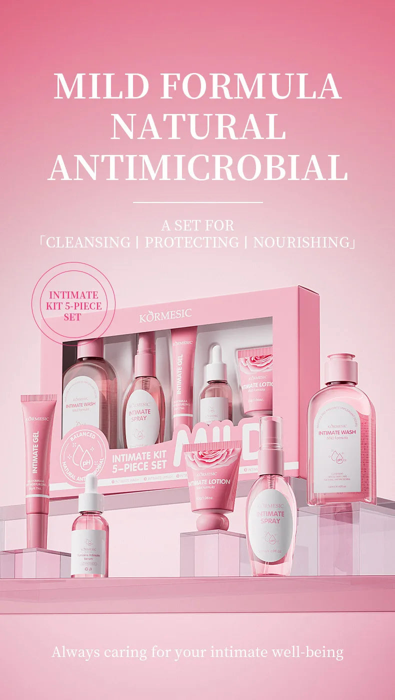 Kit Soins Intimes Femme KORMESIC 5 Pièces - Routine Quotidienne Nettoyant Éclaircissant Douceur