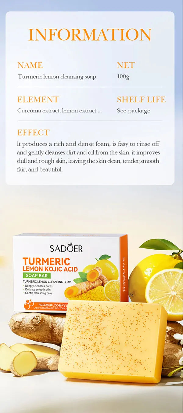 Savon à l’huile essentielle de citron à l’acide kojique, savon à particules givré, savon exfoliant physique fait à la main