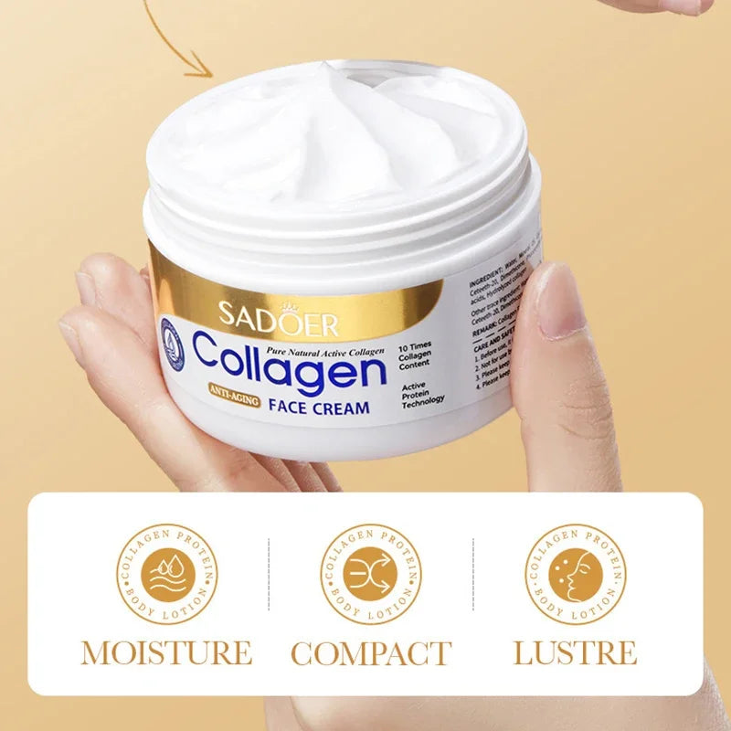 Crème Visage Raffermissante Collagène SADOER - Hydratante Nourrissante Beauté