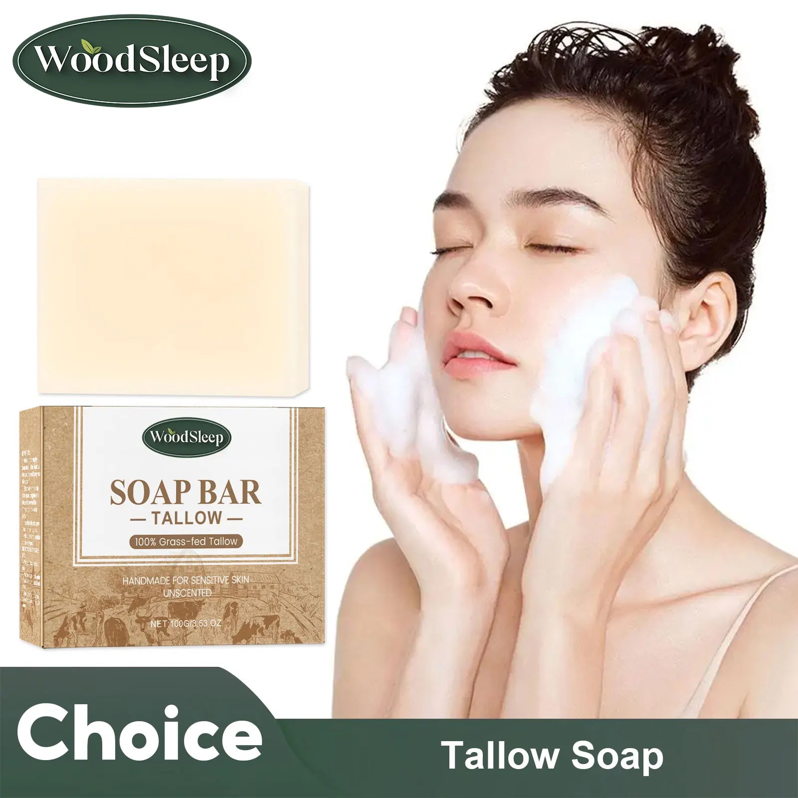 Savon Suif Nettoyage Profond - Contrôle Sébum Réduit Points Noirs Éclaircit Hydrate Améliore Teint Terne