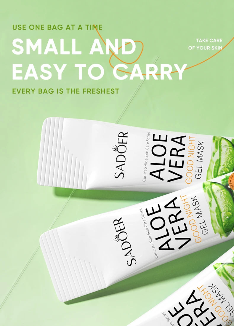 20pcs/box SADOER Aloe Vera Masques faciaux de sommeil Visage Hydratant Hydratant Blanchiment Anti-rides Masque Soins de la peau