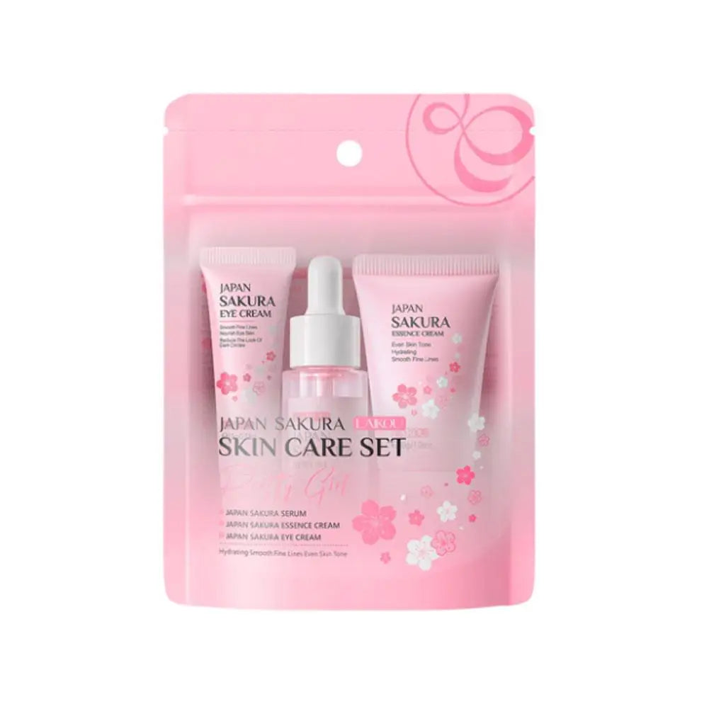 5/3pcs/Set Sakura Skin Care Sets Crème pour le visage Sérum Toner Nettoyant pour le visage Crème solaire Crème pour les yeux Coffret cadeau Ensemble de soins de la peau du visage Produit