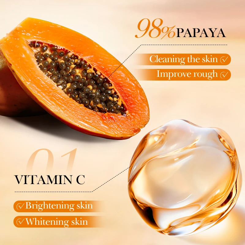 Crème Gommage Exfoliante Papaye Vitamine C 100g - Hypoallergénique Hydratante Nettoyage Profond