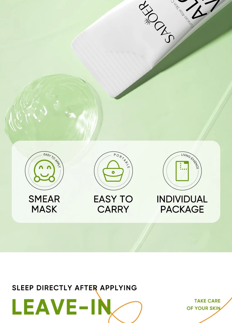 20pcs/box SADOER Aloe Vera Masques faciaux de sommeil Visage Hydratant Hydratant Blanchiment Anti-rides Masque Soins de la peau