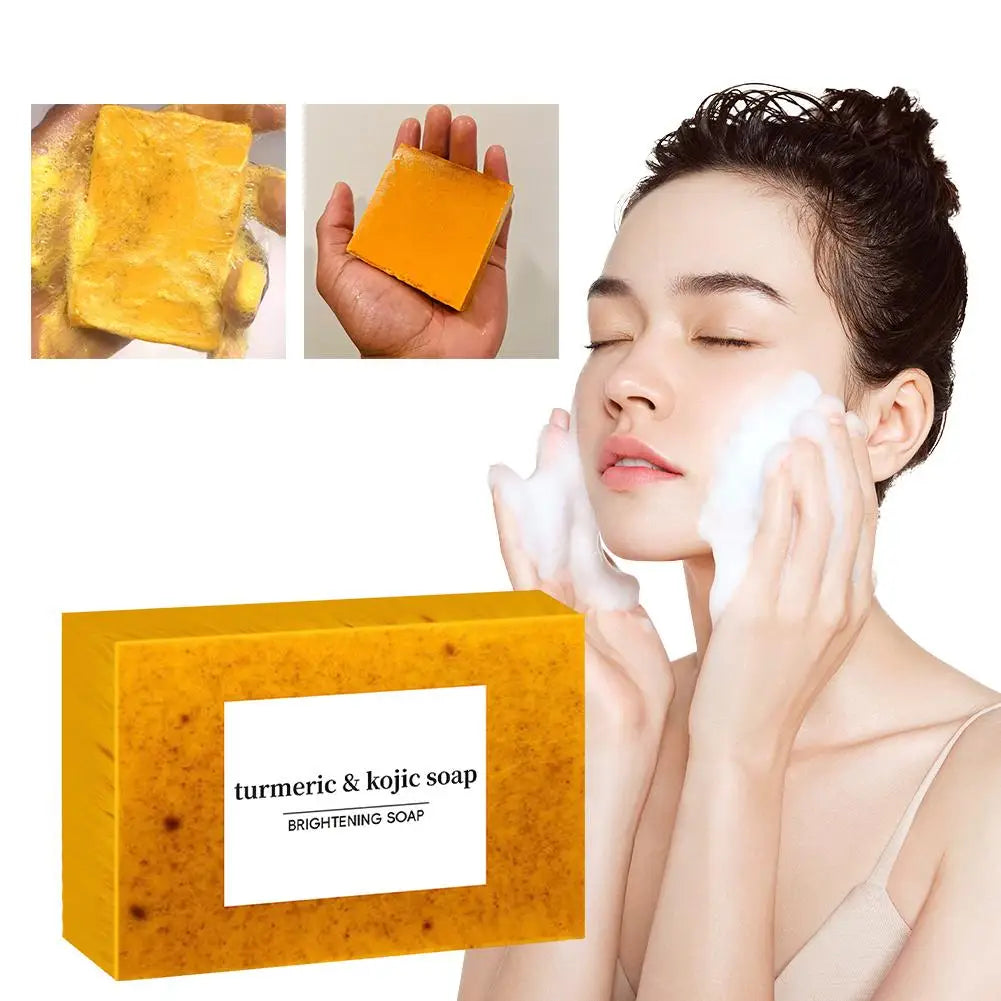 100g de savon à la main au curcuma, savon à l’acide kojique au citron, savon pour la douche et le visage Nettoyage en profondeur pour les soins de la peau du visage et du corps