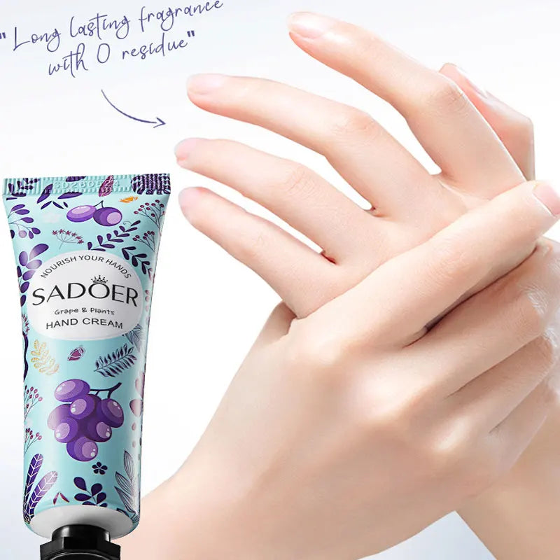 Crème Hydratante pour les Mains SADOER au Raisin Anti-Gerçures Facile à Transporter