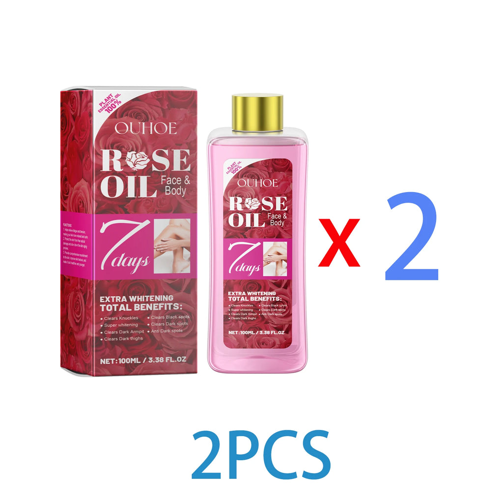 Huile corporelle de rose 100 ml Huile d’argan marocaine Vitamine E Hydratant intense pour les peaux sèches Huile de massage nourrissante Soins corporels de luxe rapides