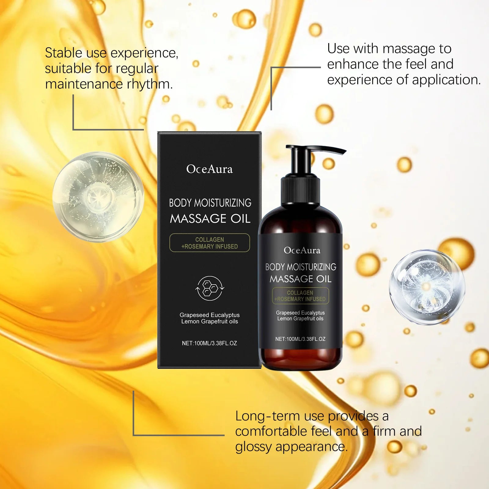 Body Moisturizing Massage Oil Nourishing Smoothing Tightening Soothing Glowing Brightening Reduce Wrinkles Soft Body Massage Oil