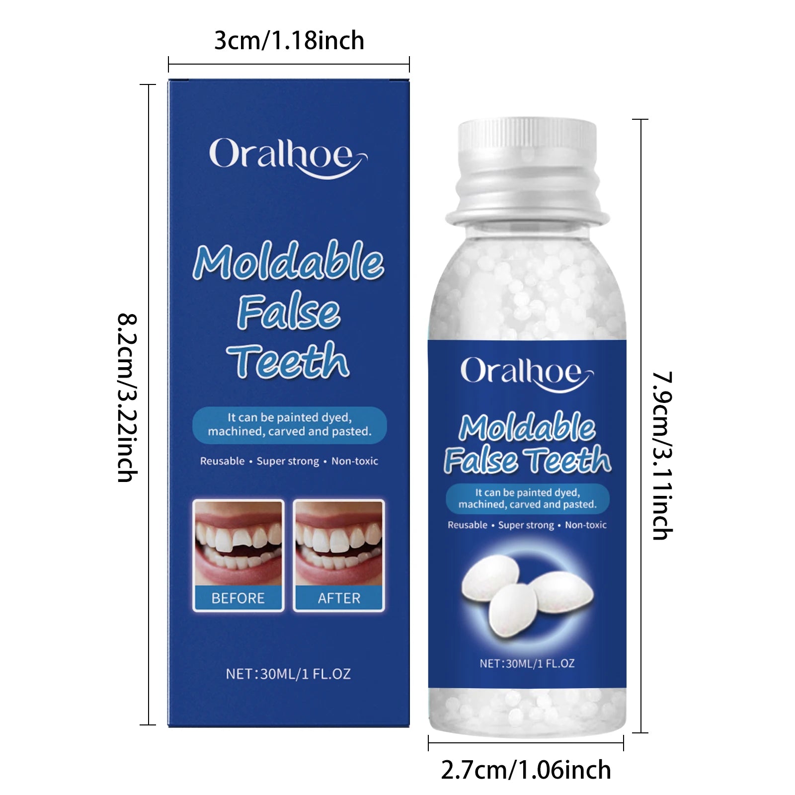 Colle Dentaire en Résine Solide 30ml - Réparation Temporaire des Dents et Comblement des Espaces